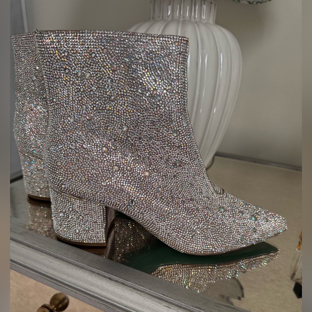 Betsey Johnson Silver Heeled Boots